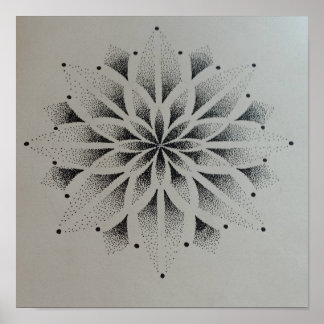 mandala dotwork modern black and white straw poster