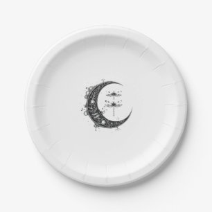 Mandala Dragonfly Gothic Dragonflies (1) Paper Plate