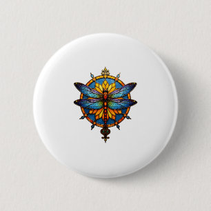 Mandala Dragonfly Luminous Sacred Geometry Spiritu 6 Cm Round Badge