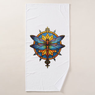 Mandala Dragonfly Luminous Sacred Geometry Spiritu Bath Towel