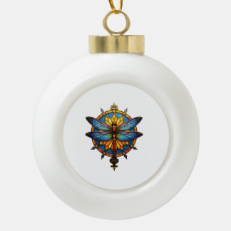 Mandala Dragonfly Luminous Sacred Geometry Spiritu Ceramic Ball Christmas Ornament