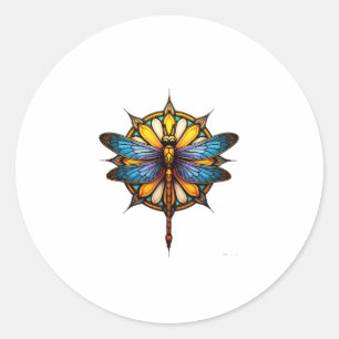 Mandala Dragonfly Luminous Sacred Geometry Spiritu Classic Round Sticker