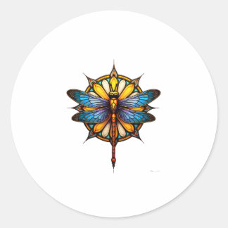 Mandala Dragonfly Luminous Sacred Geometry Spiritu Classic Round Sticker