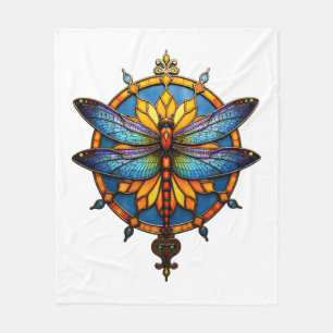 Mandala Dragonfly Luminous Sacred Geometry Spiritu Fleece Blanket