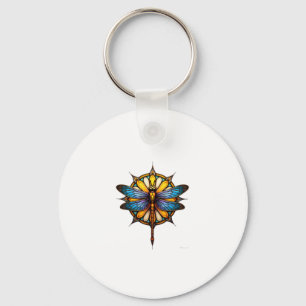 Mandala Dragonfly Luminous Sacred Geometry Spiritu Key Ring