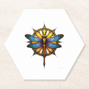 Mandala Dragonfly Luminous Sacred Geometry Spiritu Paper Coaster