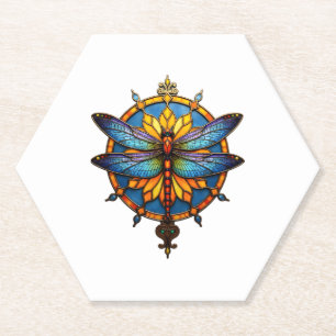 Mandala Dragonfly Luminous Sacred Geometry Spiritu Paper Coaster