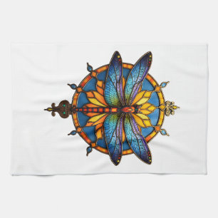 Mandala Dragonfly Luminous Sacred Geometry Spiritu Tea Towel