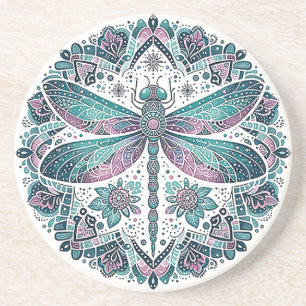 Mandala Dragonfly Sandstone Coaster