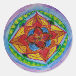 Mandala Drawing Classic Round Sticker, Glossy Sticker