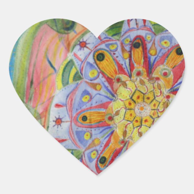 Mandala drawing Heart Stickers, Glossy Heart Sticker (Front)