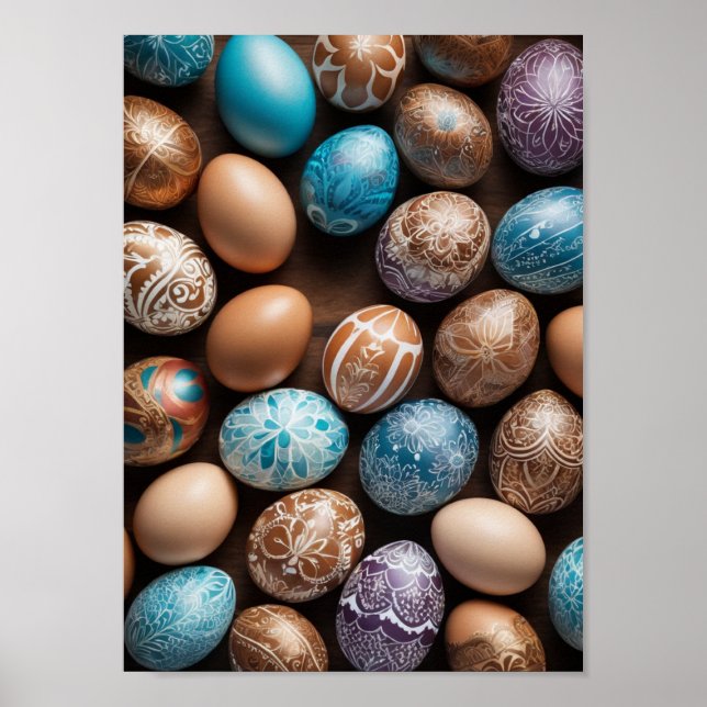 Mandala Egg – Intricate Boho Floral Design Poster (Front)
