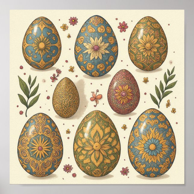 Mandala Egg – Intricate Boho Floral Design Poster (Front)
