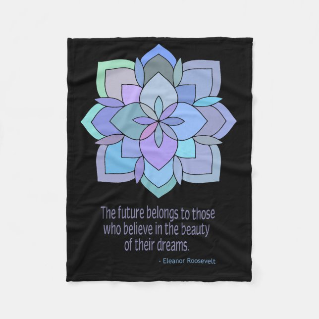Mandala Eleanor Roosevelt Beauty Quote Fleece Blanket (Front)