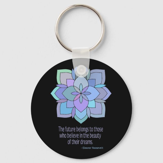 Mandala Eleanor Roosevelt Beauty Quote Key Ring (Front)