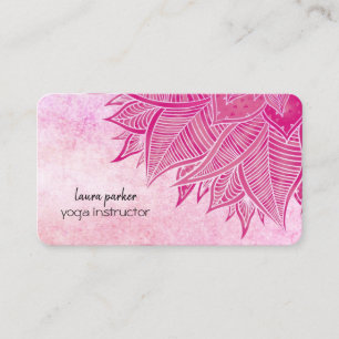 Mandala Elegant Boho Paisley Floral Pink Art Yoga  Business Card