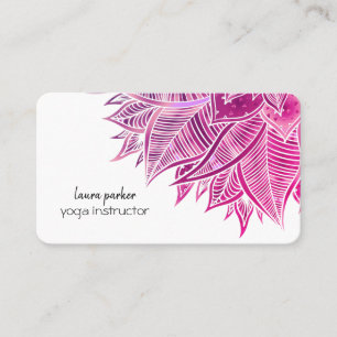 Mandala Elegant Boho Paisley Floral Pink Art Yoga Business Card
