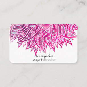 Mandala Elegant Boho Paisley Floral Pink Art Yoga  Business Card