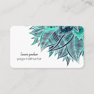 Mandala Elegant Boho Paisley Floral Teal Art Yoga  Business Card