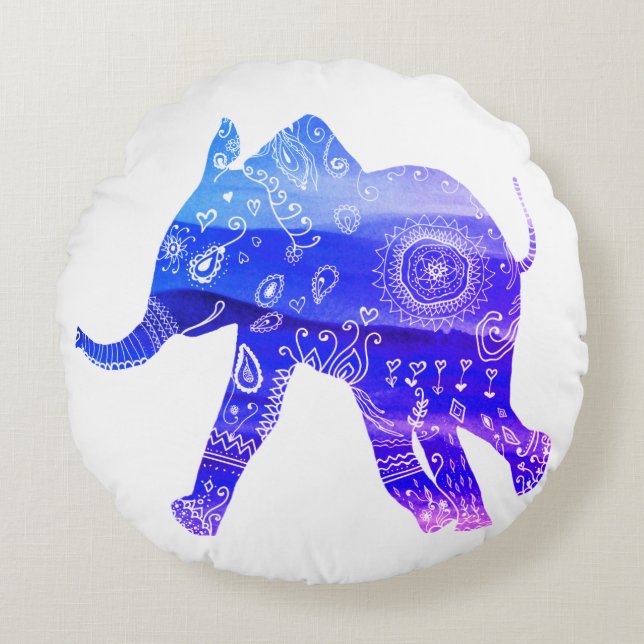 Mandala ElepBrushed Polyester Round cushion 41 cm (Front)