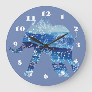 Mandala Elephant  Art Round (Large) Wall Clock