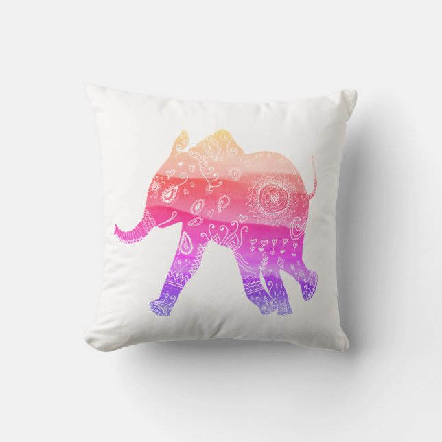 Mandala Elephant  Art  Throw Cushion 41 x 41 cm (Front)