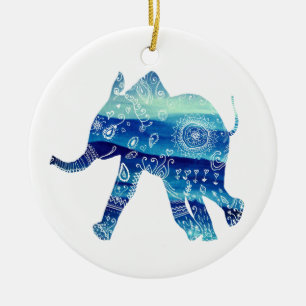 Mandala Elephant batic Art Circle Ornament