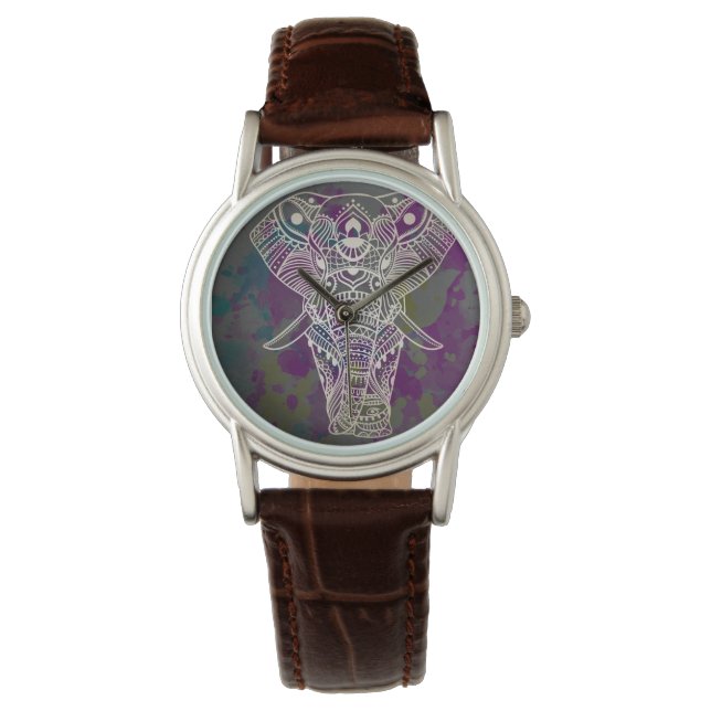 Mandala Elephant Bohemian Watch (Front)