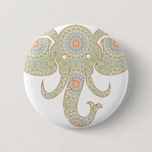 Mandala Elephant Head Design 6 Cm Round Badge