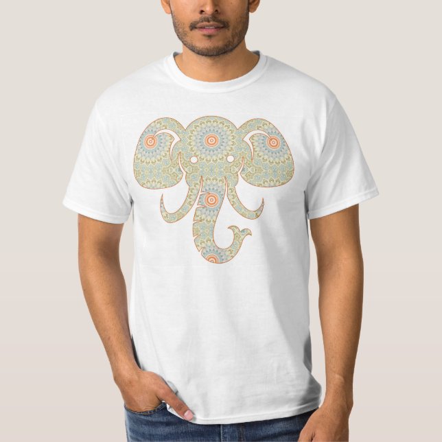 Mandala Elephant Head Design T-Shirt (Front)