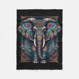 Mandala Elephant Wisdom Indian Elephant Zen Yoga M Fleece Blanket