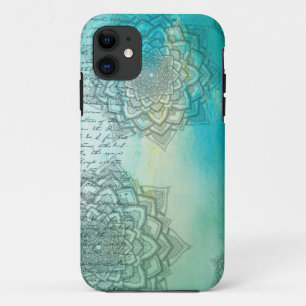 Mandala fancy Script Teal Turquoise iPhone 11 Case