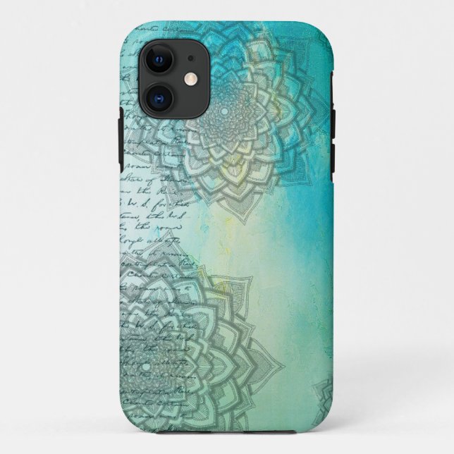 Mandala fancy Script Teal Turquoise Case-Mate iPhone Case (Back)