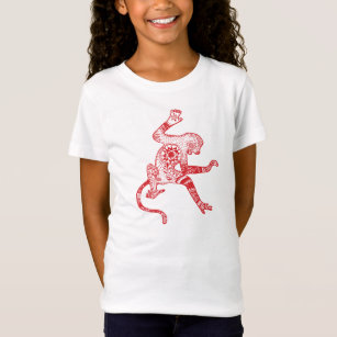 Mandala Fire Monkey Fitted Babydoll T-Shirt, White T-Shirt