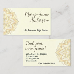 Mandala Floral Design Yoga Studio Ivory Pastel Business Card