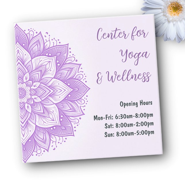 Mandala Floral Design Yoga Studio Purple Pastel Square Business Card (Creator Uploaded)