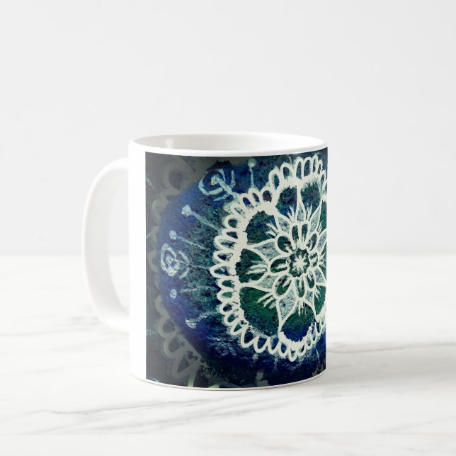 Mandala Floral  Mug Blue (Front Left)