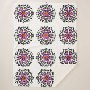 Mandala Floral Pattern Sherpa Blanket