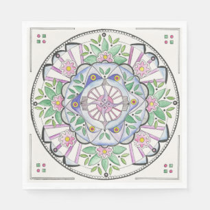 Mandala Floribunda design on paper napkins