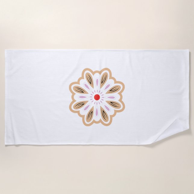 Mandala Flower Art Print | Boho Decor Beach Towel (Front)