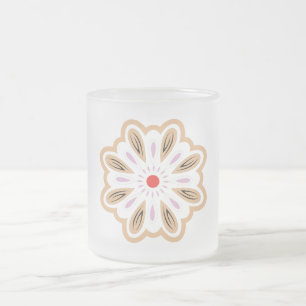 Mandala Flower Art Print Boho Decor Frosted Glass Coffee Mug