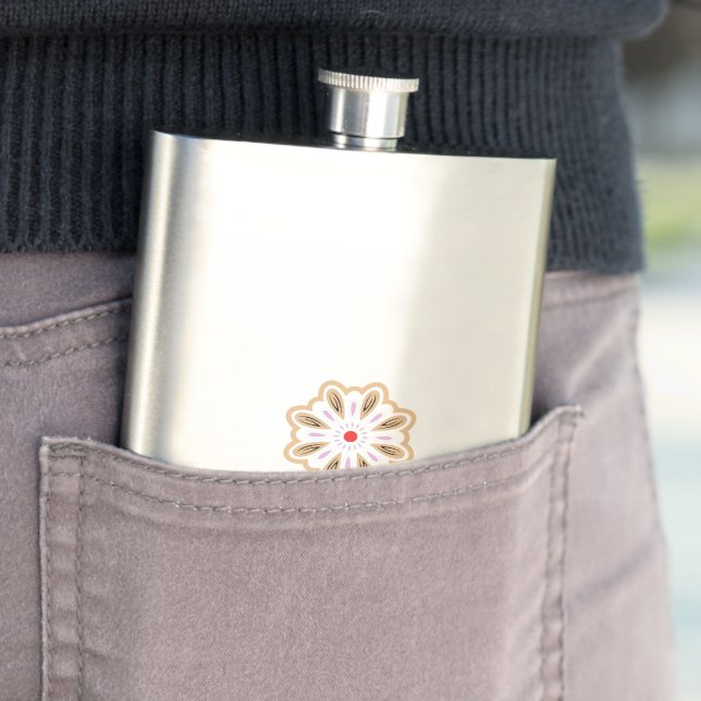Mandala Flower Art Print | Boho Decor Hip Flask (In Situ)