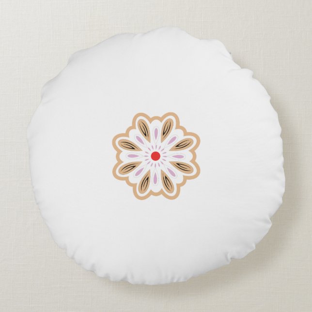 Mandala Flower Art Print | Boho Decor Round Cushion (Back)
