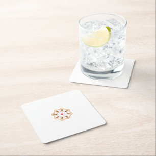 Mandala Flower Art Print Boho Decor Square Paper Coaster