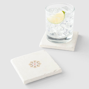 Mandala Flower Art Print Boho Decor Stone Coaster