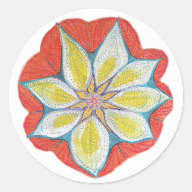 Mandala Flower Classic Round Sticker, Glossy Classic Round Sticker (Front)