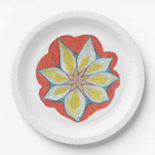 Mandala flower Custom Paper Plates 9 in