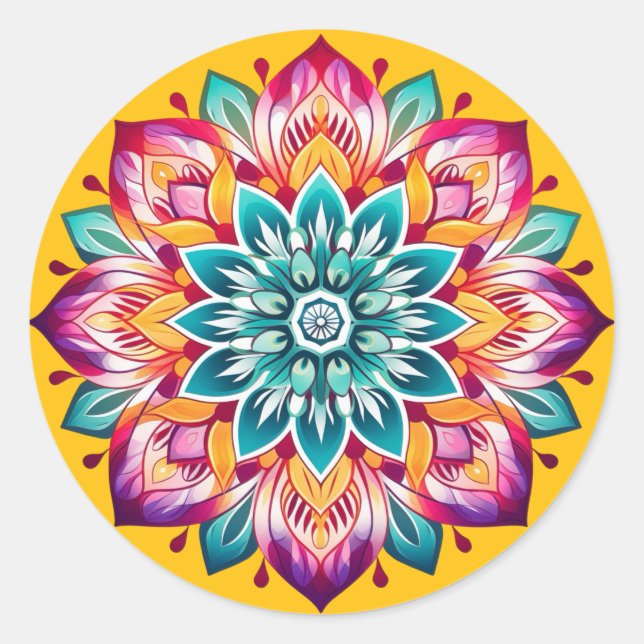 Mandala / Flower Design  Classic Round Sticker (Front)