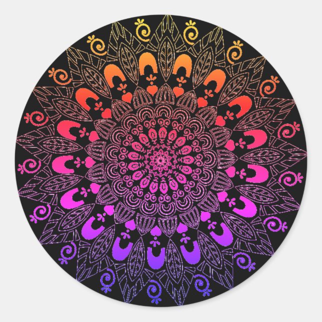 Mandala Flower Design  Classic Round Sticker (Front)
