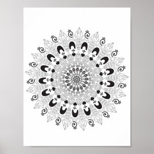 Mandala Flower Design Colouring Page Poster